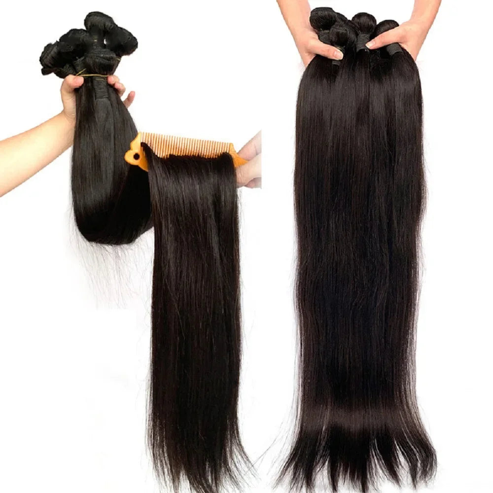 Mossily Brazilian Straight Hair – Extensions Cheveux Humains Remy 100% Naturels, Double Weft, Lisses & Soyeux