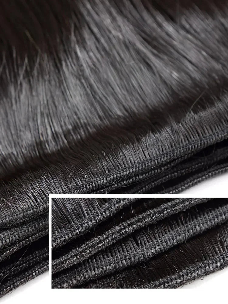 Mossily Brazilian Straight Hair – Extensions Cheveux Humains Remy 100% Naturels, Double Weft, Lisses & Soyeux