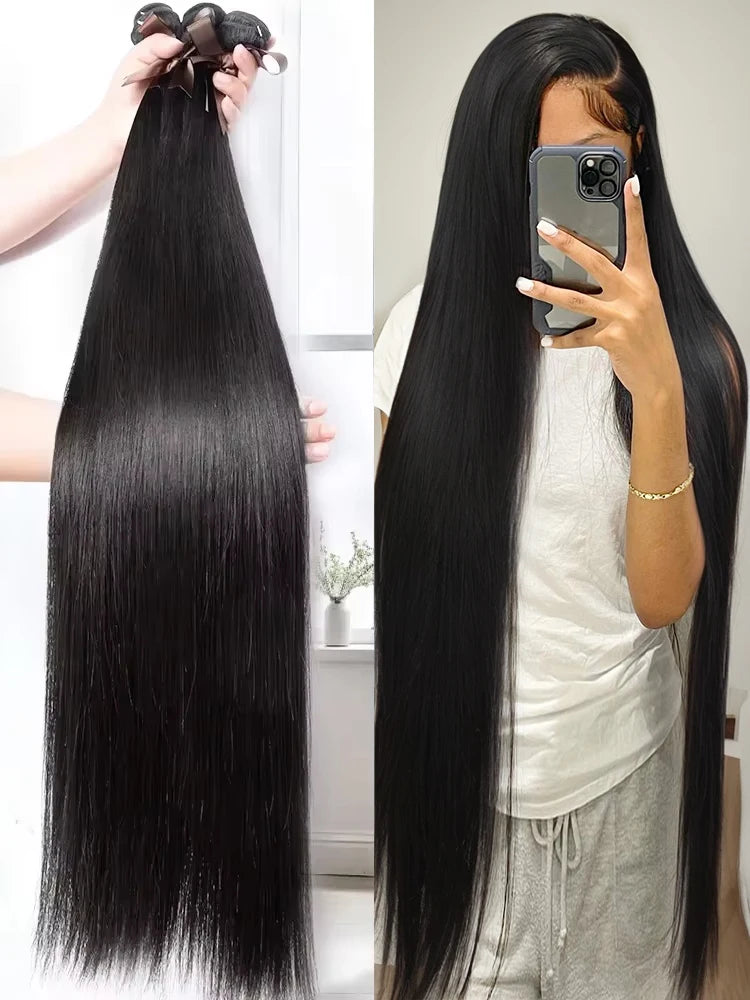 Mossily Brazilian Straight Hair – Extensions Cheveux Humains Remy 100% Naturels, Double Weft, Lisses & Soyeux