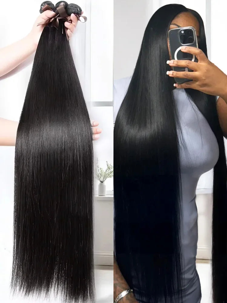 Mossily Brazilian Straight Hair – Extensions Cheveux Humains Remy 100% Naturels, Double Weft, Lisses & Soyeux