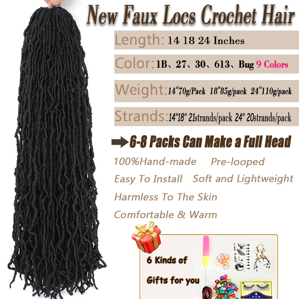 Wakego Faux Locs Crochet Hair – Soft Locs 14/18/24’’ – Extensions Tressées 9 Couleurs